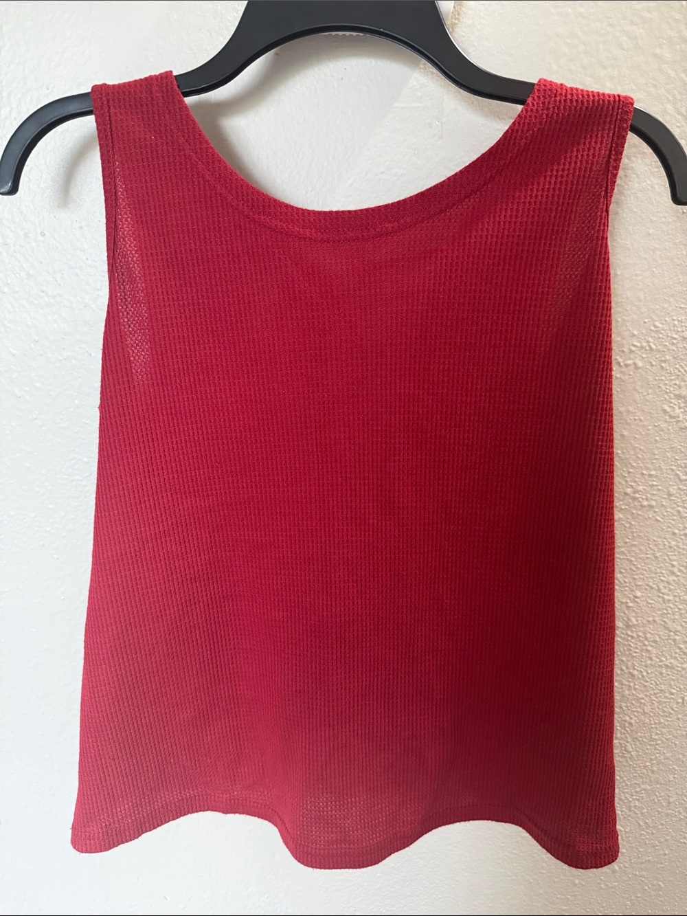 Red Women's Sleeveless Ribbed Tank Top
